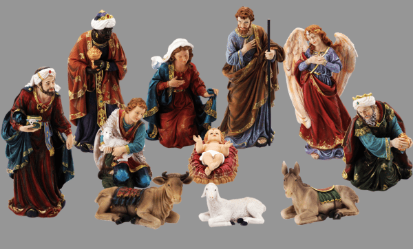11 Piece Nativity Fiberglass Crib Set (105)