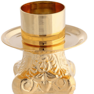 668 Decorated golden brass altar candlestick (1)